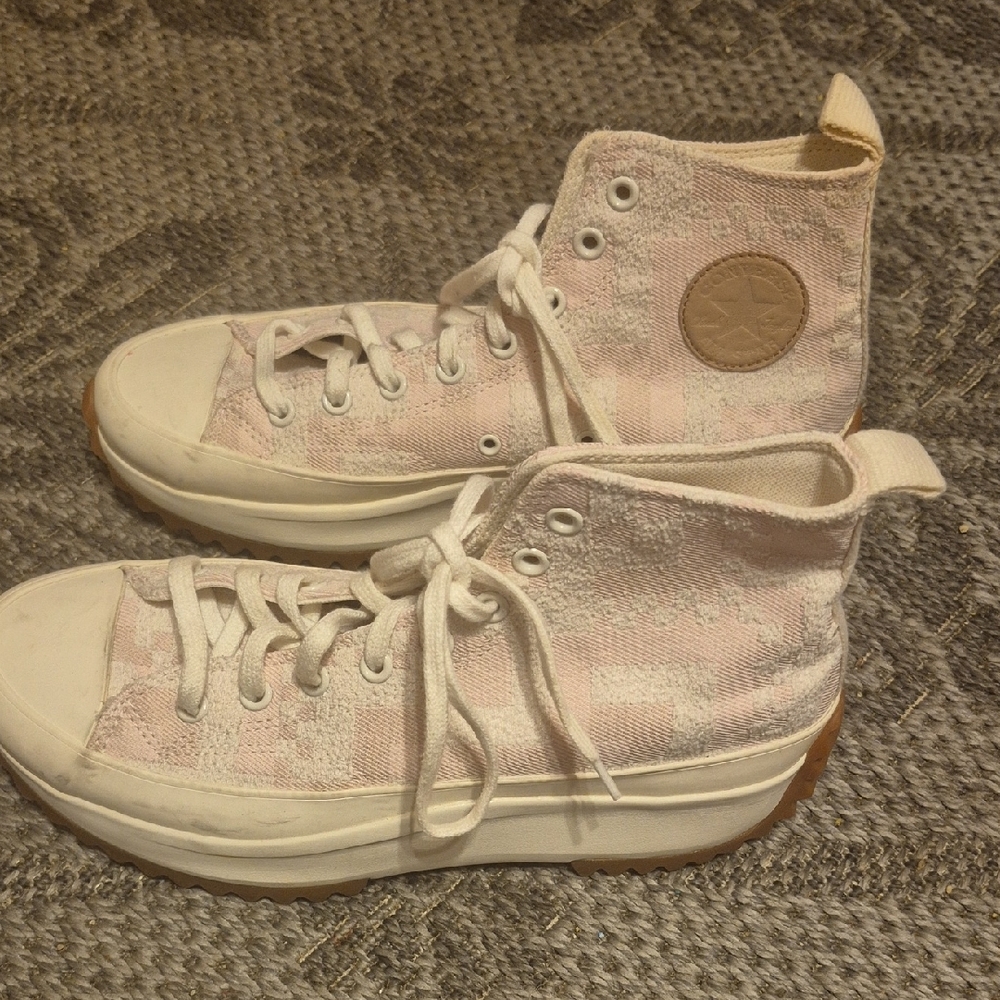 Converse Pink and White High-Top Sneakers
